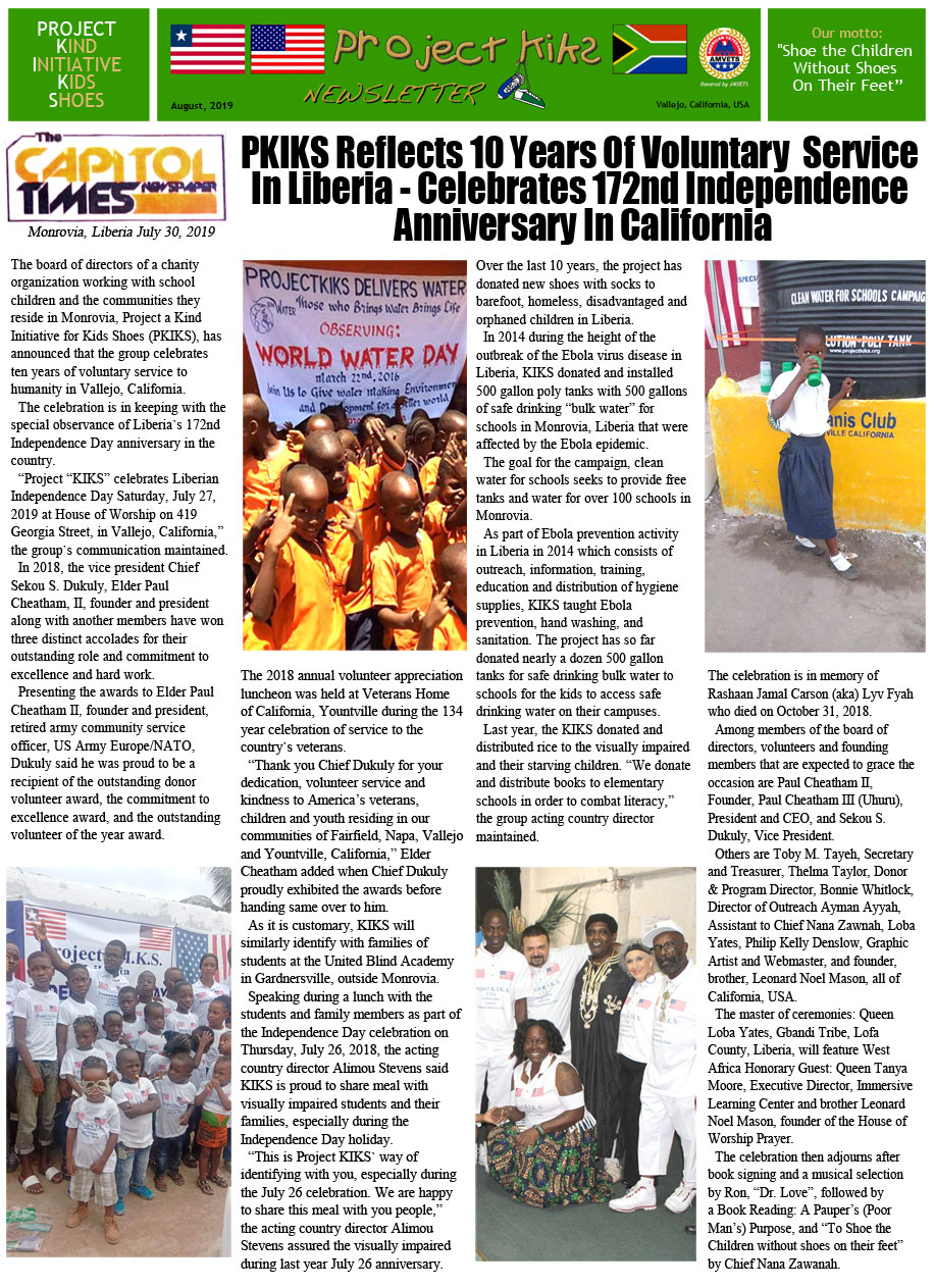 Liberian Day Newsletter page 1